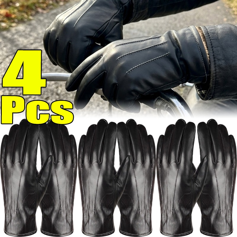 Winter Cycling Commute - Thermal PU Leather Gloves Unisex Winter