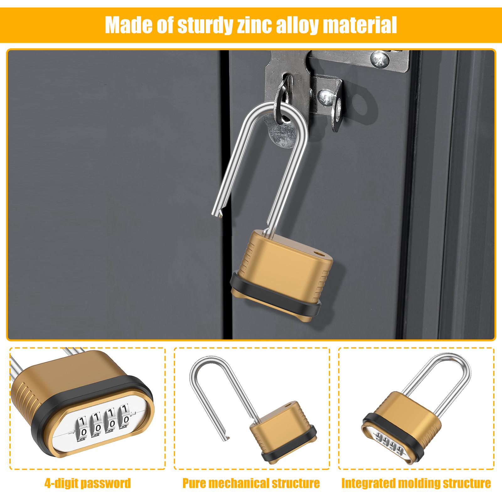 2/8Pcs Combination Lock 4-Digi - U Lock Heavy Duty review and price